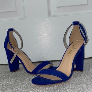 SIZE 7.5 LULUS COBALT 4” CHUNKY HEELS-NEVER-WORN